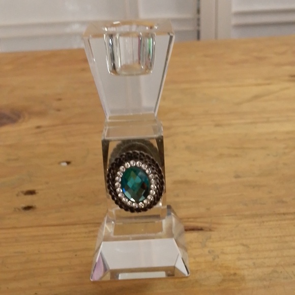 Crystal Pedestal Jeweled Candlestick Holder - Picture 2 of 7